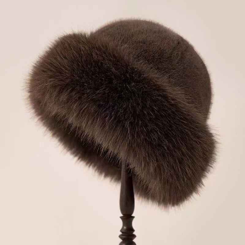 Lucia Cuffed Fur Hat | Fuzzy Texture Solid Color Fur Hat