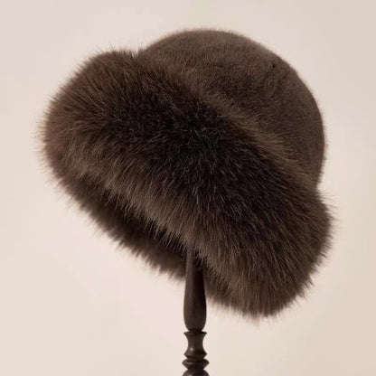 Lucia Cuffed Fur Hat | Fuzzy Texture Solid Color Fur Hat