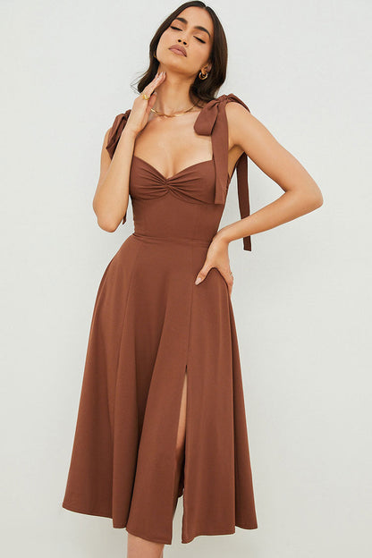 Dress for Women – Midi Length Slip Dress – Flattering Fit – High Slit – Adjustable Straps