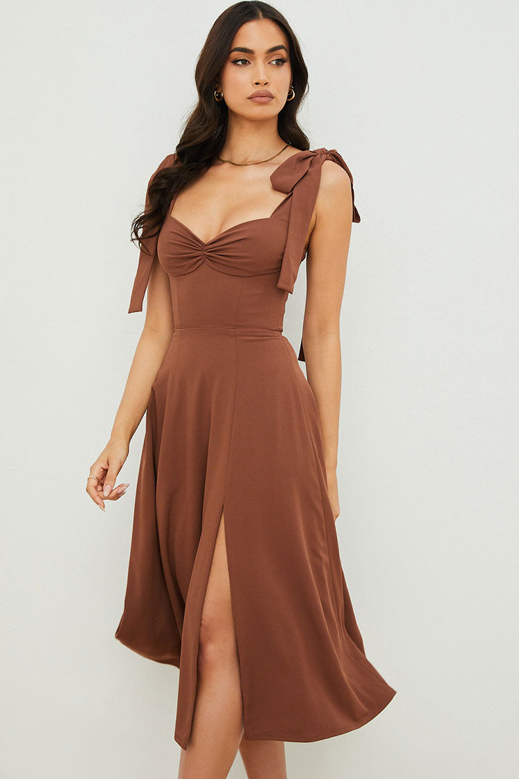 Dress for Women – Midi Length Slip Dress – Flattering Fit – High Slit – Adjustable Straps