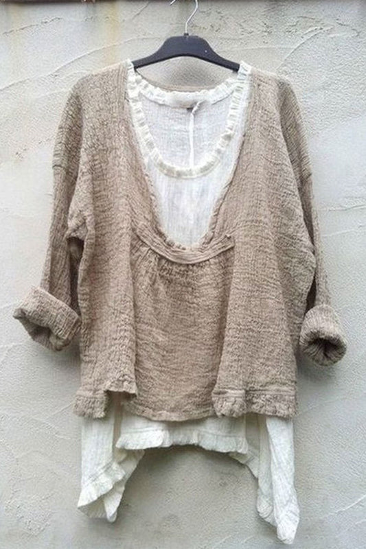 Women's Blouse – Relaxed Fit – Layered Design – Breathable Structure – Long Sleeves