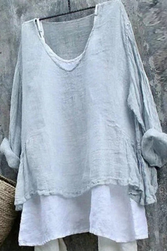 Women's Long-Sleeve T-Shirt – Relaxed Fit – V-Neck – Breathable Fabric – Layered Style