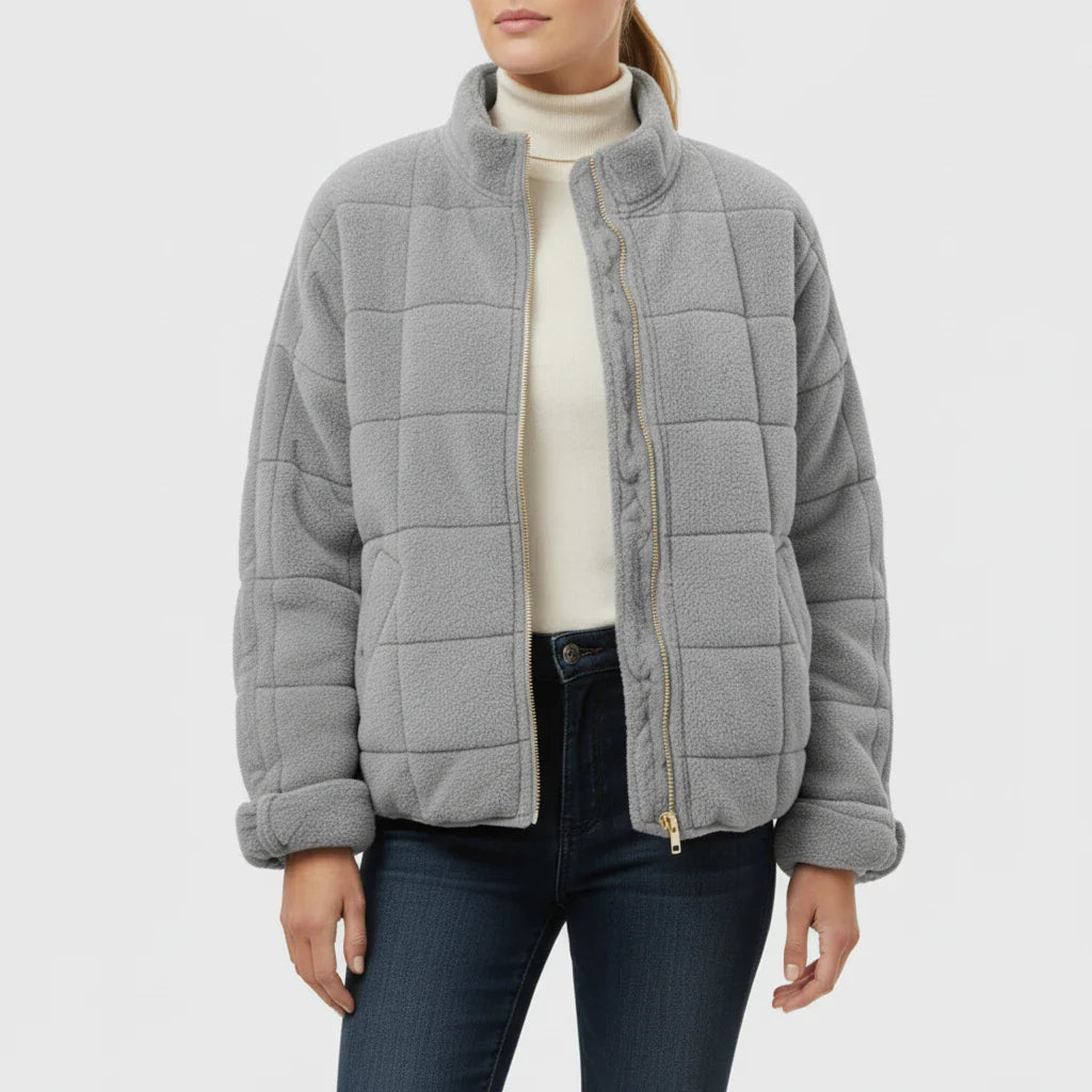 Elisa Oversized Bomber Jacket | Quilted, Zip Front Bomber Jacket