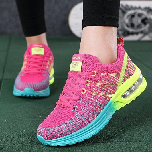 Women's Sneakers – Low Model – Breathable Mesh – Shock-Absorbing Air Sole – Lacing