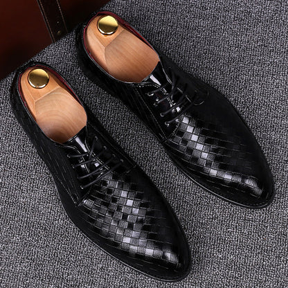 Men's Shoes – Formal Lacing – Streamlined Fit – Woven Leather Texture