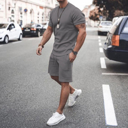 Men's Shorts Set - T-shirt Round Neck - Slim Fit - Comfortable Breathable Fabric