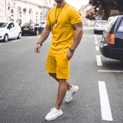 Men's Shorts Set - T-shirt Round Neck - Slim Fit - Comfortable Breathable Fabric