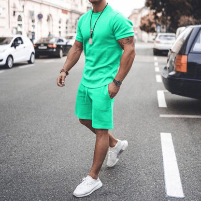 Men's Shorts Set - T-shirt Round Neck - Slim Fit - Comfortable Breathable Fabric