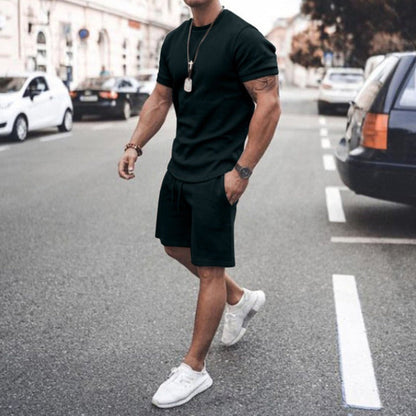 Men's Shorts Set - T-shirt Round Neck - Slim Fit - Comfortable Breathable Fabric