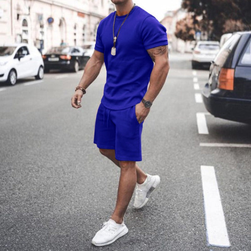 Men's Shorts Set - T-shirt Round Neck - Slim Fit - Comfortable Breathable Fabric