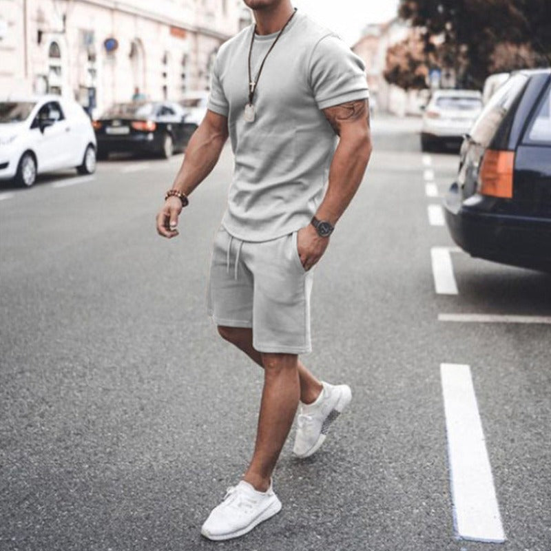 Men's Shorts Set - T-shirt Round Neck - Slim Fit - Comfortable Breathable Fabric
