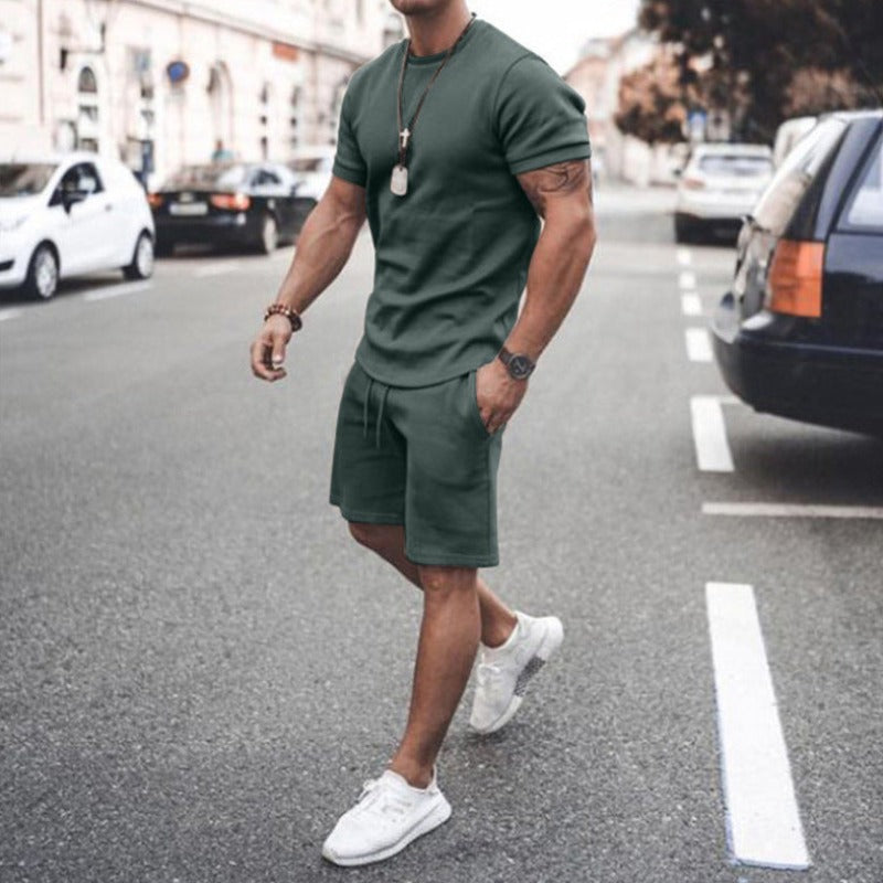 Men's Shorts Set - T-shirt Round Neck - Slim Fit - Comfortable Breathable Fabric