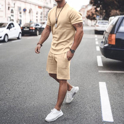 Men's Shorts Set - T-shirt Round Neck - Slim Fit - Comfortable Breathable Fabric