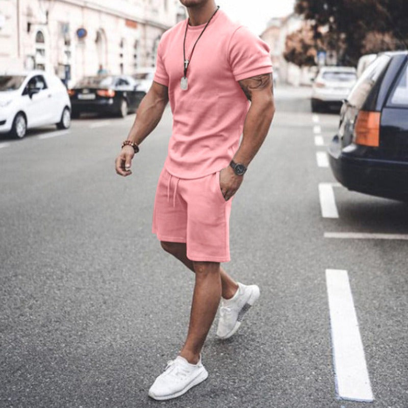 Men's Shorts Set - T-shirt Round Neck - Slim Fit - Comfortable Breathable Fabric