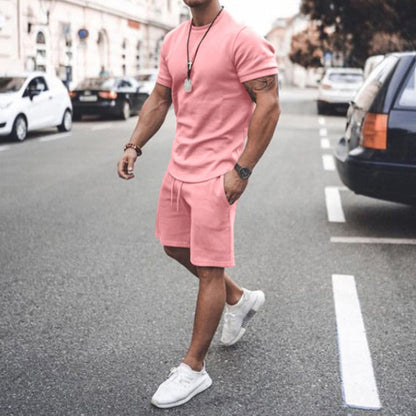 Men's Shorts Set - T-shirt Round Neck - Slim Fit - Comfortable Breathable Fabric