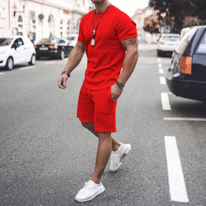 Men's Shorts Set - T-shirt Round Neck - Slim Fit - Comfortable Breathable Fabric