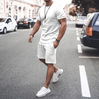 Men's Shorts Set - T-shirt Round Neck - Slim Fit - Comfortable Breathable Fabric