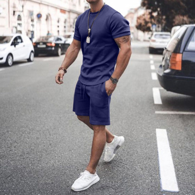 Men's Shorts Set - T-shirt Round Neck - Slim Fit - Comfortable Breathable Fabric