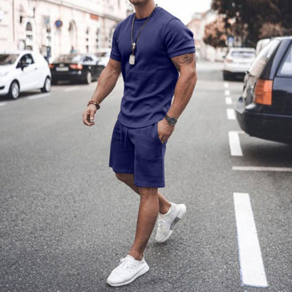 Men's Shorts Set - T-shirt Round Neck - Slim Fit - Comfortable Breathable Fabric