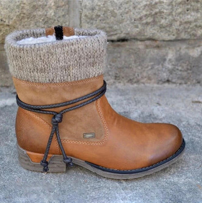 Women's Ankle Boots – Knitted Cuff – Comfortable Heel – Durable Sole
