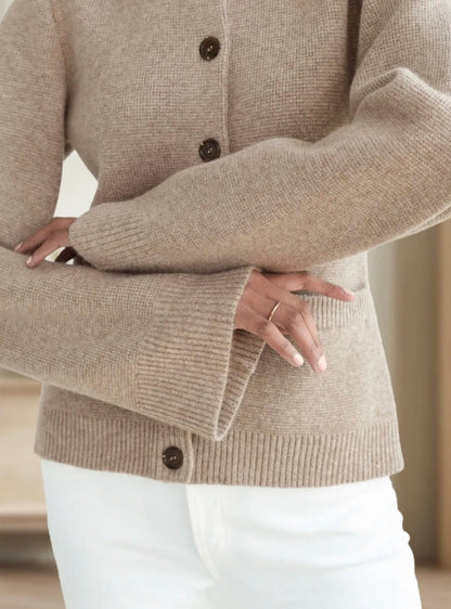 Women's Cardigan - Soft Wool Blend - Button Placket - Relaxed Fit - Long Sleeves