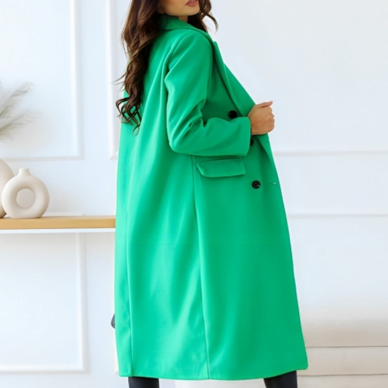 Trendy knelång kåpe med flap-fingre og knapper for kvinner