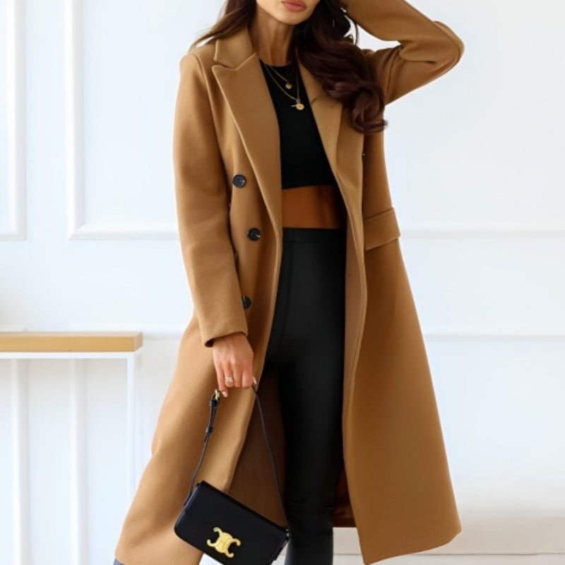 Trendy knelång kåpe med flap-fingre og knapper for kvinner