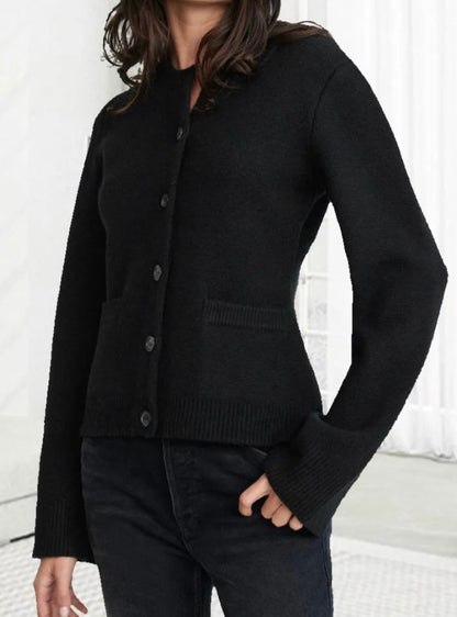 Women's Cardigan - Soft Wool Blend - Button Placket - Relaxed Fit - Long Sleeves