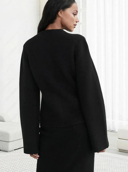 Women's Cardigan - Soft Wool Blend - Button Placket - Relaxed Fit - Long Sleeves