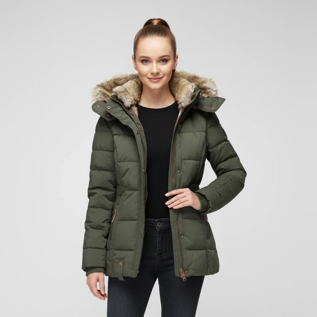 Stella Hooded Puffer Jacket | Quilted, Fur Trim Puffer Jacket