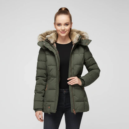 Stella Hooded Puffer Jacket | Quilted, Fur Trim Puffer Jacket