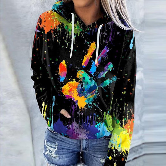 Women's Hoodie – Relaxed Fit – Artistic Print – Soft Cotton – Pocket