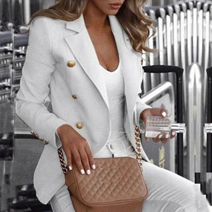 Women's Blazer – Tailored Fit – Double-Breasted – Gold Buttons – Structured Design