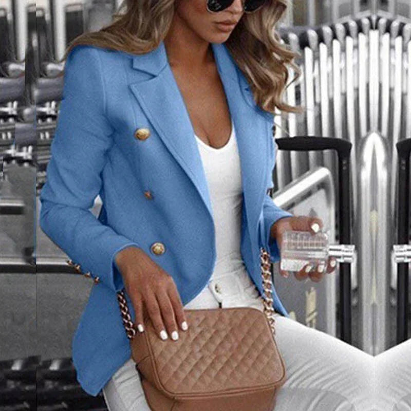 Women's Blazer – Tailored Fit – Double-Breasted – Gold Buttons – Structured Design