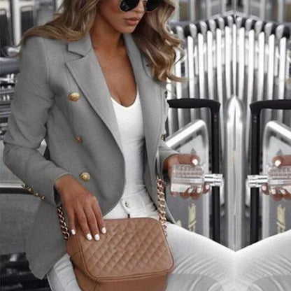 Women's Blazer – Tailored Fit – Double-Breasted – Gold Buttons – Structured Design