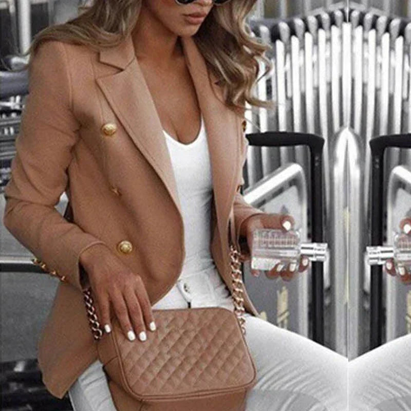 Women's Blazer – Tailored Fit – Double-Breasted – Gold Buttons – Structured Design