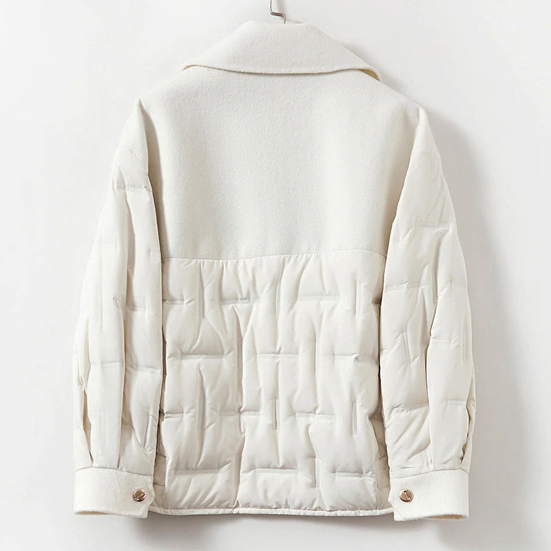 Marie Down-Filled Wool Jacket | Lapel Collar Coat