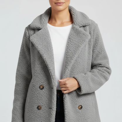 Veronica Hip-Length Double-Breasted Jacket | Solid Jacket