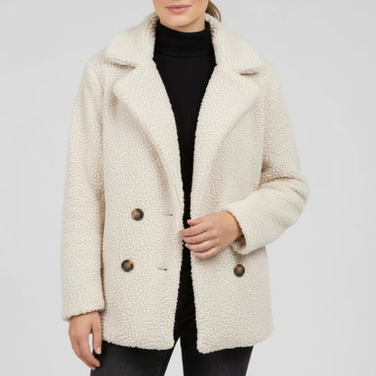 Veronica Hip-Length Double-Breasted Jacket | Solid Jacket