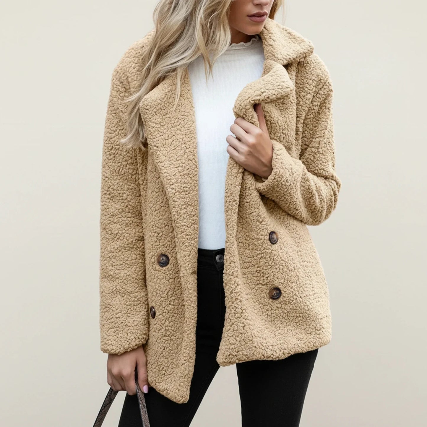 Bianca Relaxed Fit Peacoat | Teddy Texture Peacoat