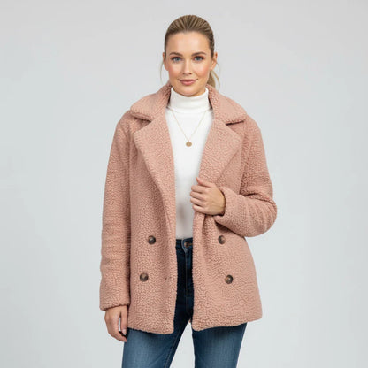 Veronica Hip-Length Double-Breasted Jacket | Solid Jacket