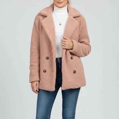 Veronica Hip-Length Double-Breasted Jacket | Solid Jacket