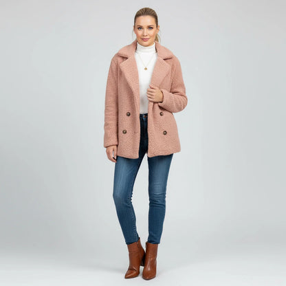 Veronica Hip-Length Double-Breasted Jacket | Solid Jacket