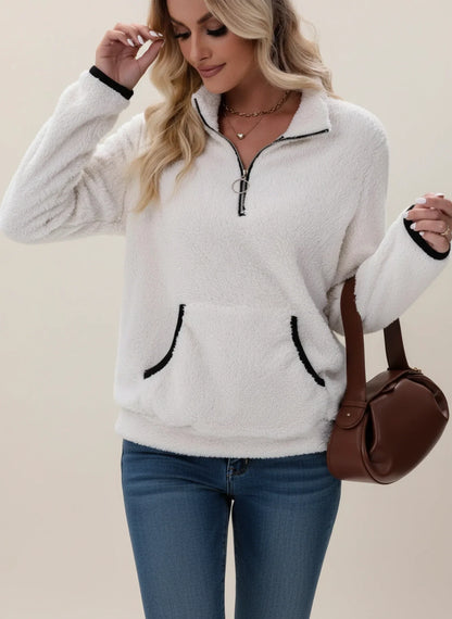 Caterina Teddy Half-Zip Pullover | Solid Half-Zip Pullover