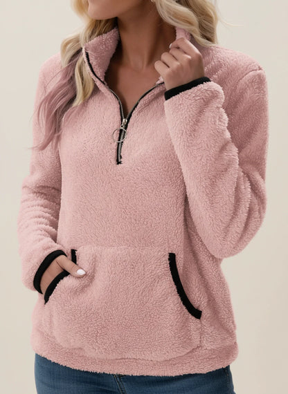 Caterina Teddy Half-Zip Pullover | Solid Half-Zip Pullover