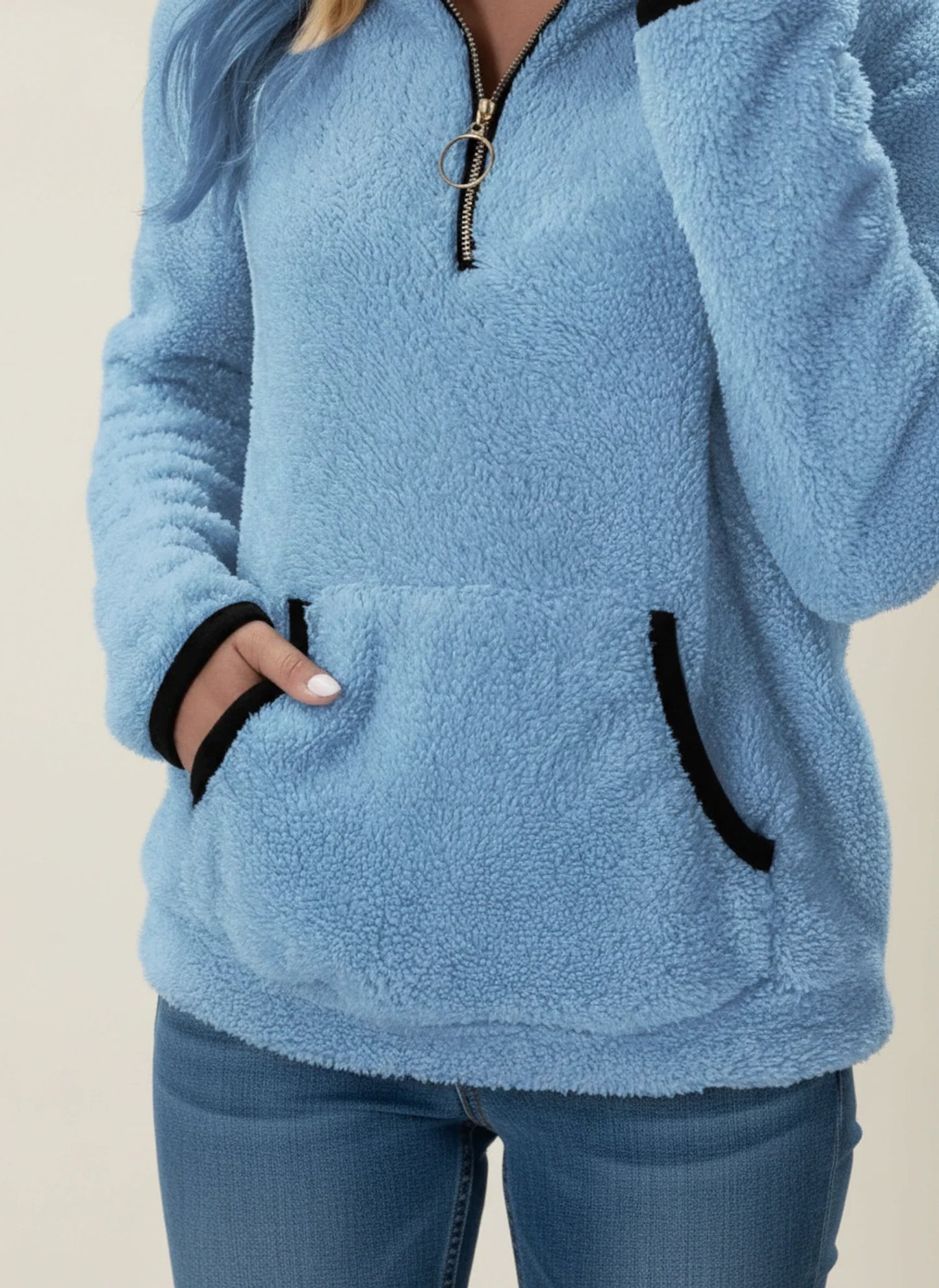 Caterina Teddy Half-Zip Pullover | Solid Half-Zip Pullover