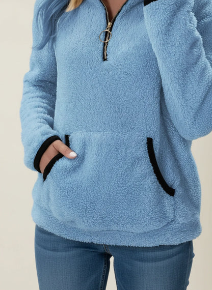 Caterina Teddy Half-Zip Pullover | Solid Half-Zip Pullover
