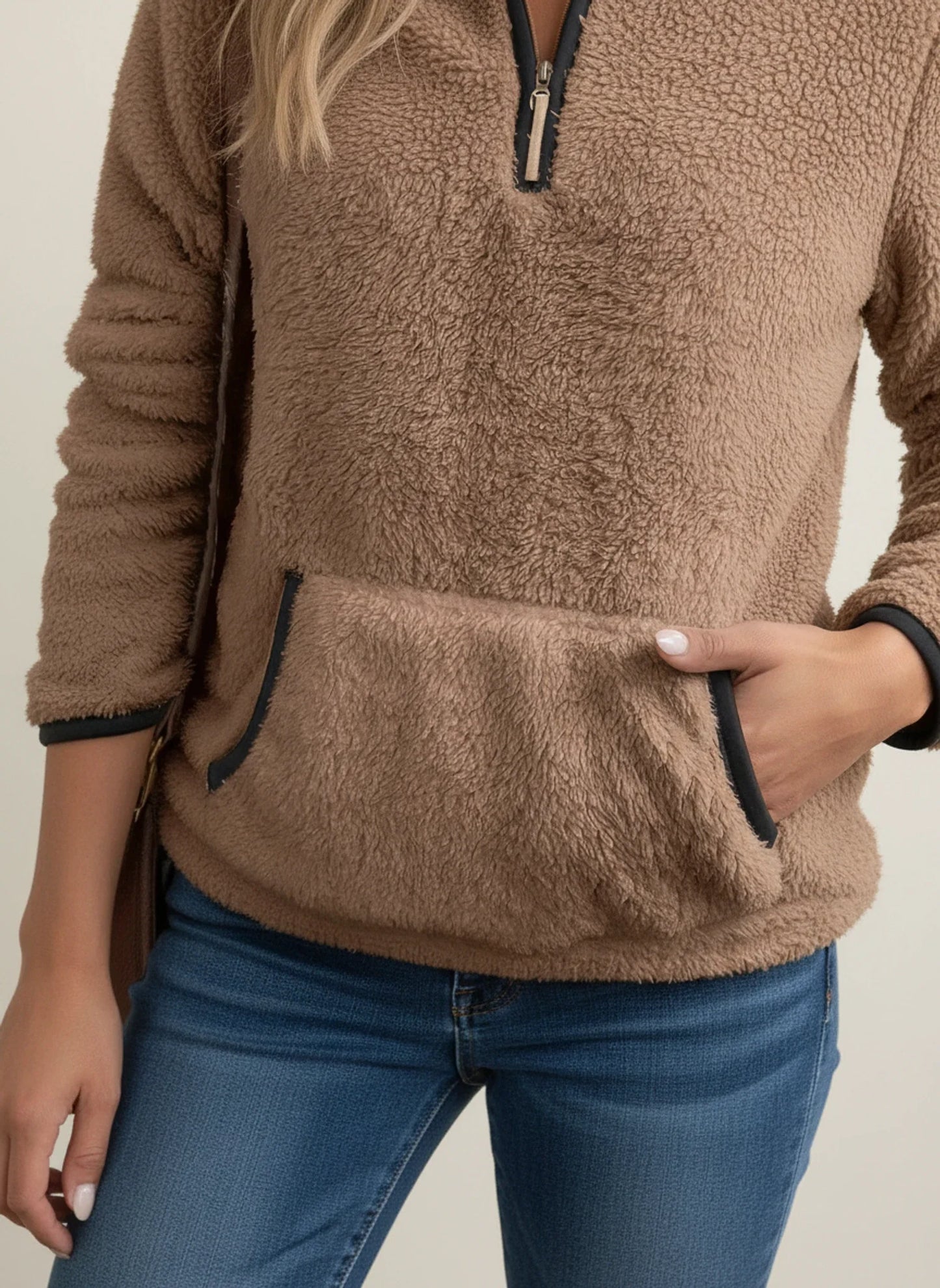 Caterina Teddy Half-Zip Pullover | Solid Half-Zip Pullover