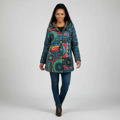 Maria Relaxed Fit Hooded Coat | Fur Trim Hooded Coat