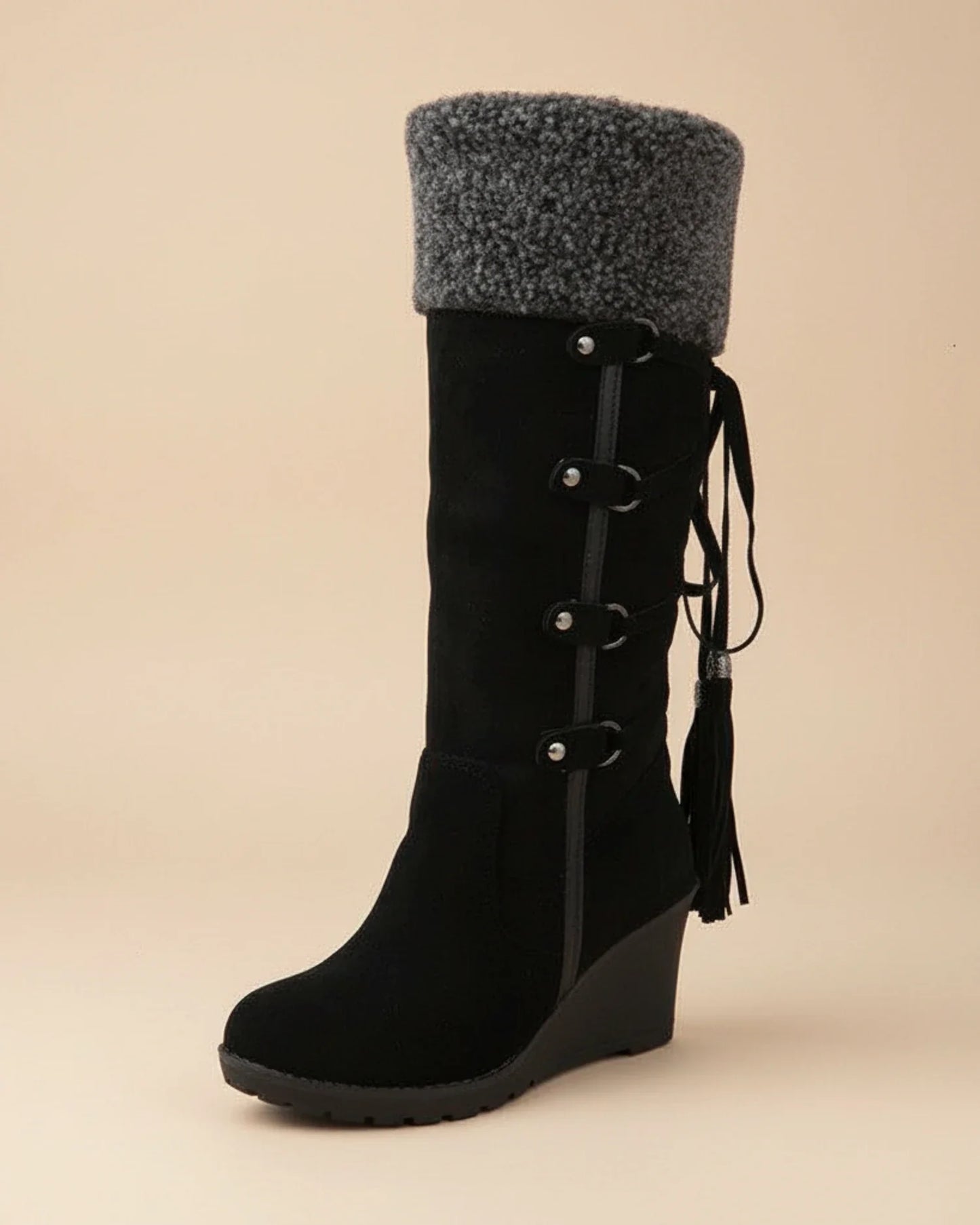 Stella Wedge Knee-High Boots | Cuff Knee-High Boots